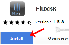 FluxBB install button