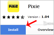 Pixie install button
