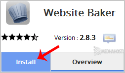 WebsiteBaker install button