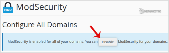 disable modsecurity in cpanel