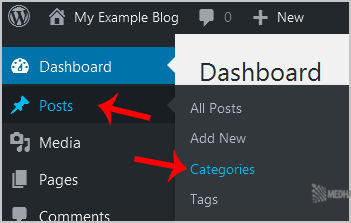wp dashboard category option