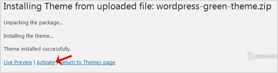 wp themes upload theme activated