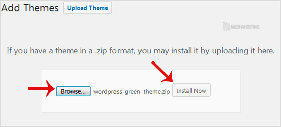 wp themes upload theme browse zip