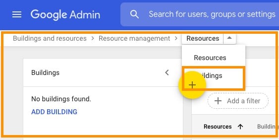 add resource and buildings in G Suite