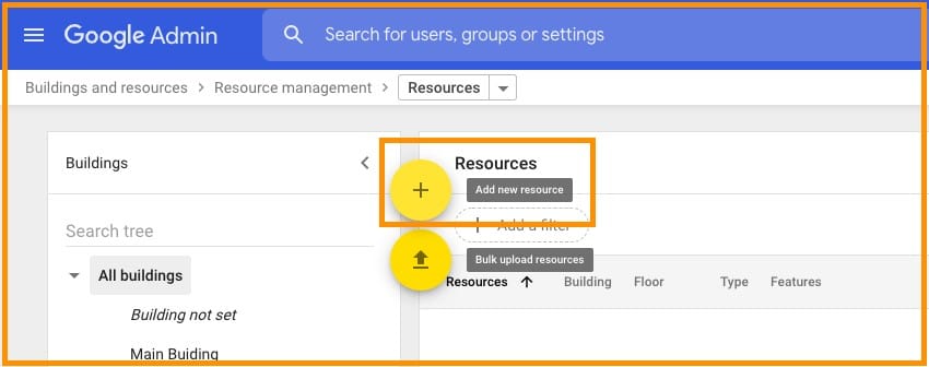 add buildings and resources in G Suite